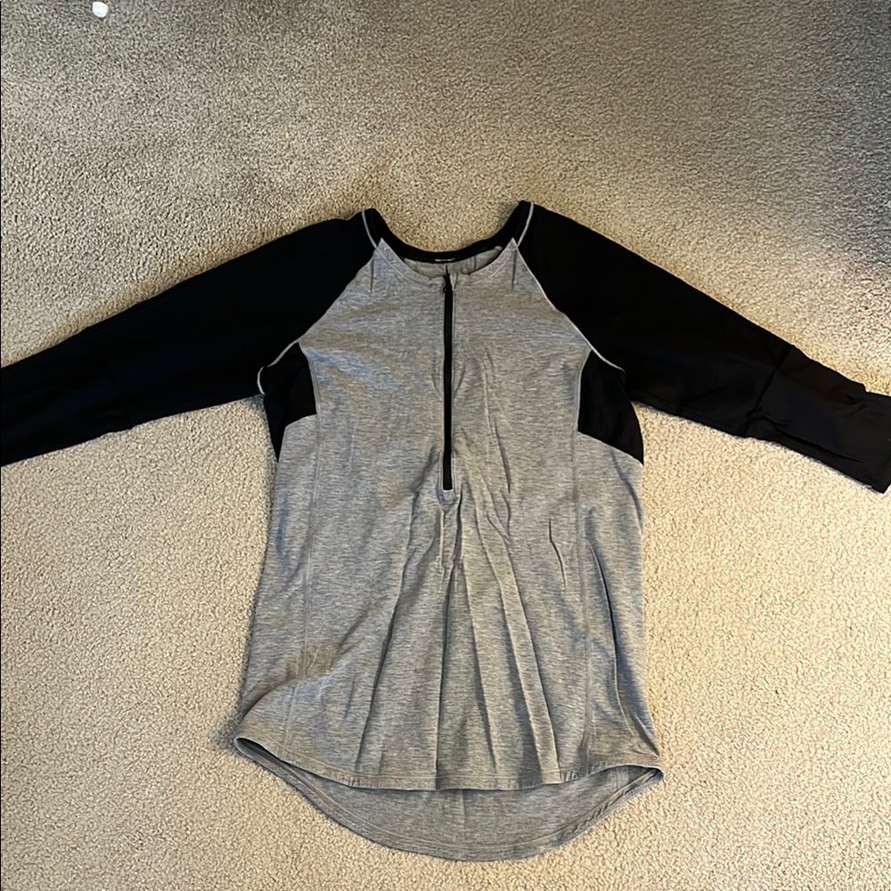 Lululemon Gray and Black Raglan Sleeve Top